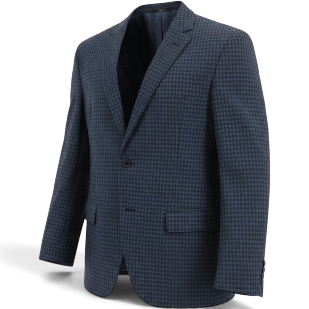 Ben Sherman Blazer Mens 48R Dacre Navy Blue Gingham Micro Check EUC